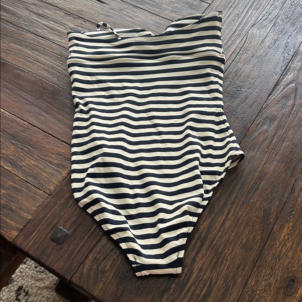J. Crew Navy and Cream Striped One-Piece Swimsuit - Picture 5 of 5